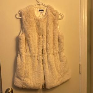Beige faux fur vest